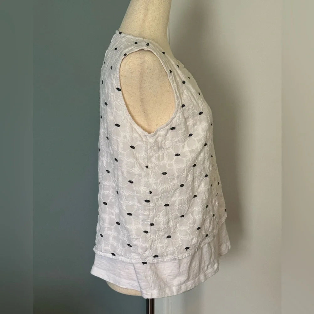 Talbots White and Navy Sleeveless Top - Picture 2 of 4